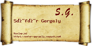 Sáfár Gergely névjegykártya