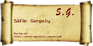 Sáfár Gergely névjegykártya